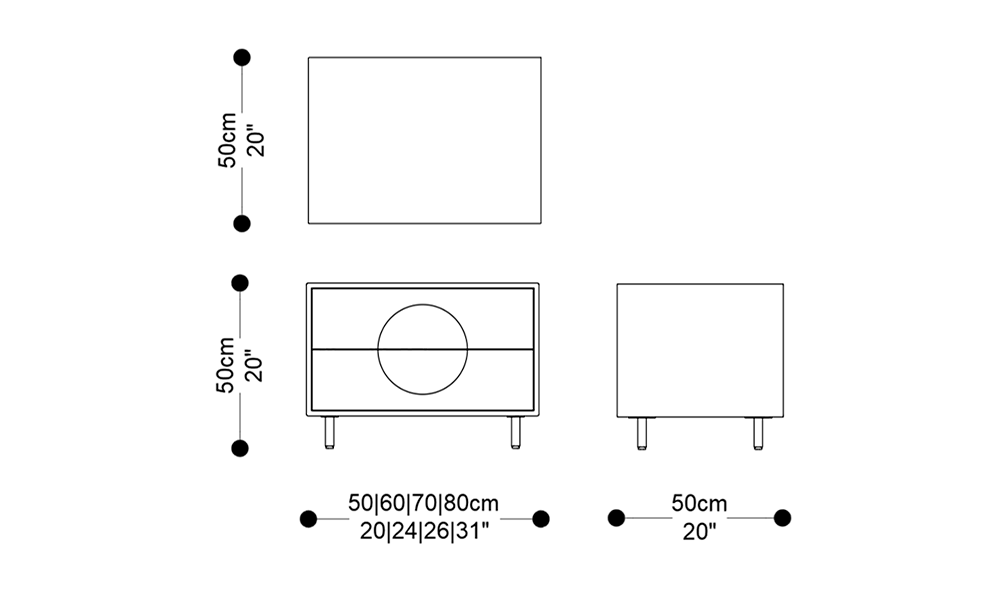 Image of the main dimensions of the product